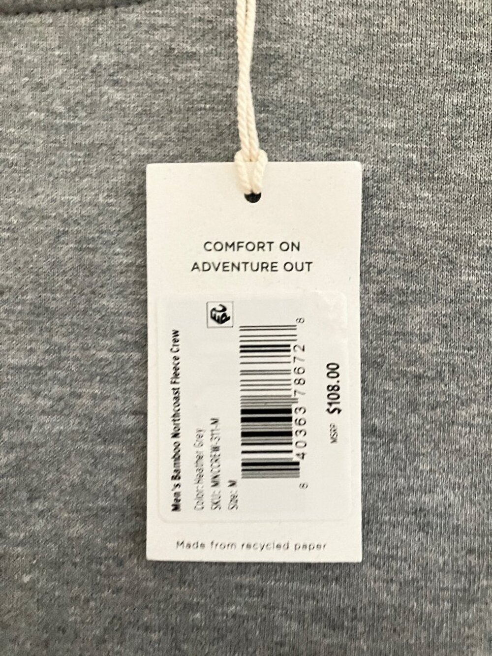 Free Fly Men's Bamboo Northcoast Fleece Crew Pullover Gray Size Medium/Large NWT - Picture 12 of 14